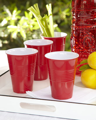 Horchow Four Red Melamine Cups
