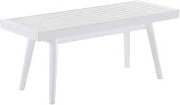Larwich Solid Wood Slatted Bench, 41.30-Inch Long, White