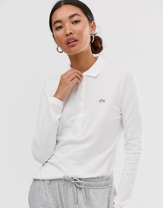 Lacoste long sleeve polo shirt with croc logo - ShopStyle