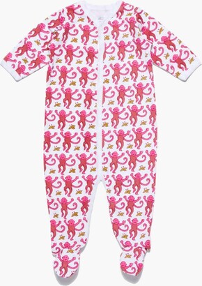 Roller Rabbit Infant Pink Monkey Footie Pajamas