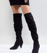 Thumbnail for your product : Miss Selfridge Over The Knee Ruched Boot