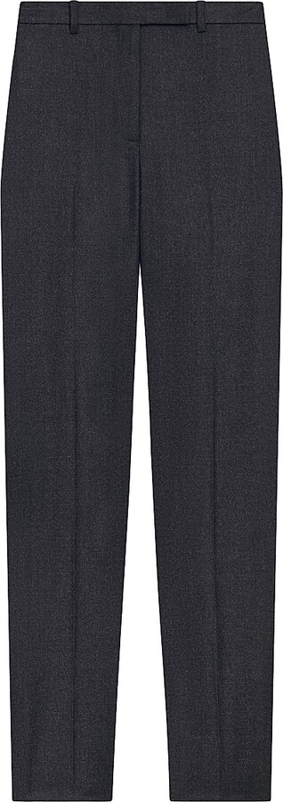 Theory Women's Wool High-Waisted Tapered Pants - New Charcoal Melange - Size 0