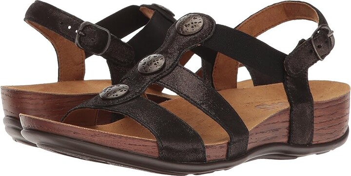 SAS Clover Ankle Strap Sandal Women's Shoes Space Nero : 6 M - Medium (B), Leather/Textile