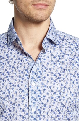 Brax Kelly Hi-Flex Modern Fit Floral Short Sleeve Button-Up Shirt
