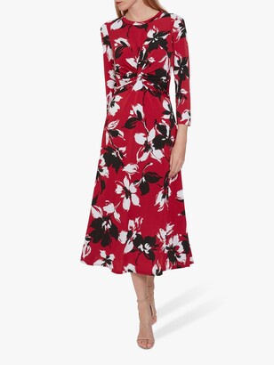 Gina Bacconi Aniko Floral Print Jersey Dress, Claret