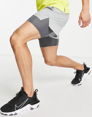 Nike Running Dri-FIT 2 in 1 Flex Stride 5-inch shorts in grey