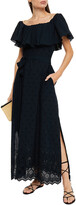 Thumbnail for your product : I.D. Sarrieri Off-the-shoulder Voile-paneled Broderie Anglaise Cotton Maxi Dress