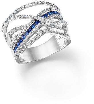 Bloomingdale's Diamond and Sapphire Crossover Ring in 14K White Gold - 100% Exclusive