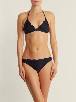 Stella McCartney Scallop-edged Broderie Anglaise Bikini Briefs - Womens - Navy
