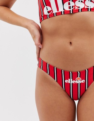 Ellesse high leg bikini bottom in red stripe