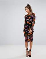 Thumbnail for your product : PrettyLittleThing Embroidered Floral Sheer Lace Midi Dress