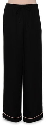 Valentino Drawstring-Waist Pajama-Style Pants, Black/Nude