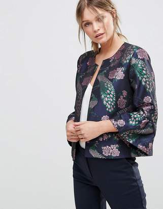 Traffic People Jacquard Jacket With Puff Sleeves