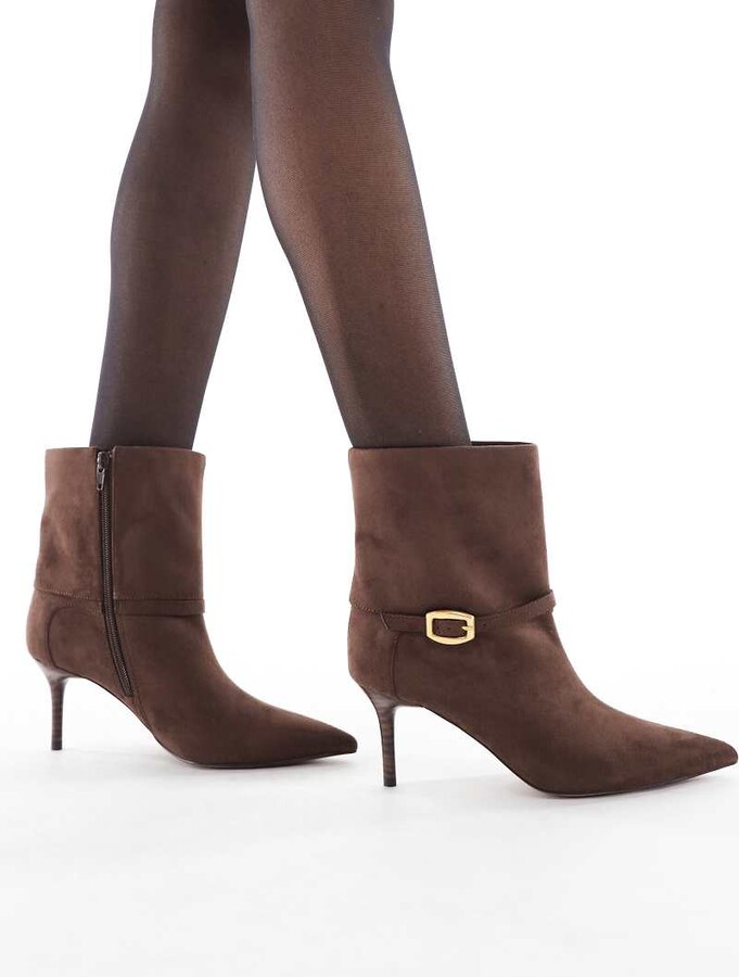Schuh Brodie fold-over buckle boots in suede brown
