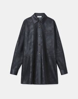 Thumbnail for your product : Lafayette 148 New York Laser Cut 8 Knot Rope Plonge Lambskin Leather Oversized Shirt