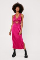 Thumbnail for your product : Nasty Gal Womens Satin Lace Trim Cut Out Midi Dress