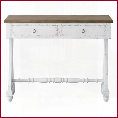 17 Stories Antique White Coffee Table with 2 Drawers – Smooth Wood Glides & 3/4 Extension Storage