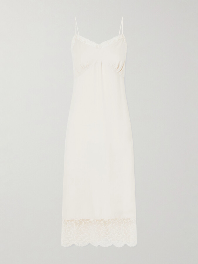 Simone Rocha Lace-trimmed Crepe De Chine Midi Dress - Pink