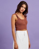 Thumbnail for your product : Nude Lucy Women's Brown Singlets - Jade Button Front Waffle Tank - Size L at The Iconic