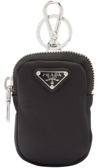 Prada Triangle Logo-plaque Nylon Pouch Key Ring - Black