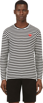 Thumbnail for your product : Comme des Garcons Play Black & White Striped Heart Logo T-Shirt