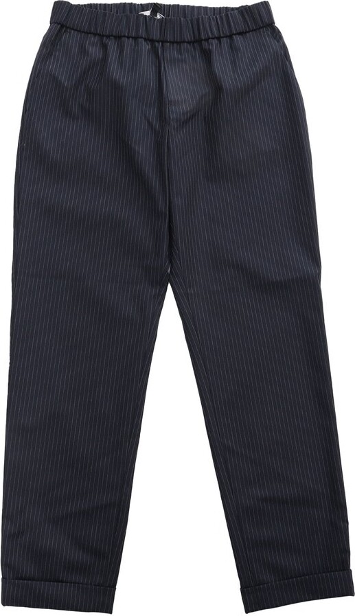 Emporio Armani Kids Pinstriped Logo Plaque Trousers
