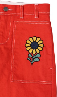 Stella McCartney Kids Embroidered Stretch Denim Cargo Jeans