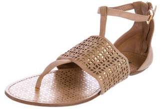Alaia Laser Cut Ankle Strap Sandals