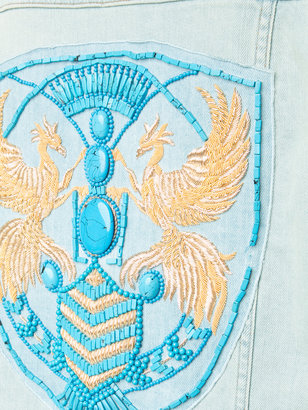 Balmain badge embroidered denim jacket