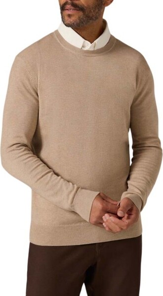Men's 7 Diamonds Pullover Sweater Alcott Crewneck Sweater Small Tan
