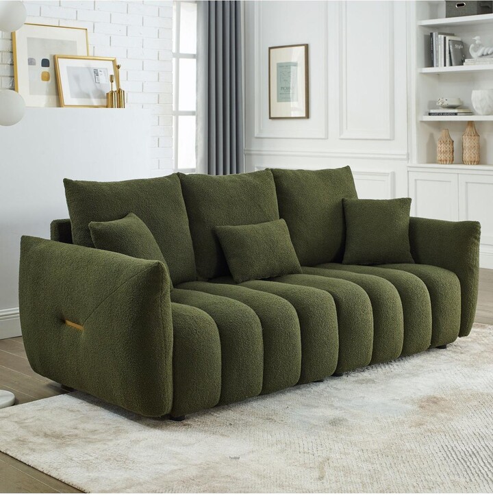 Streamdale Furniture Teddy Fabric Sofa with 3 Pillows & Cushions Solid Wood Frame