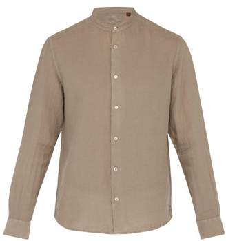 Altea Band-collar Linen Shirt - Mens - Light Brown