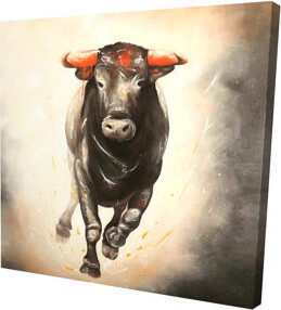 Begin Edition International Inc. Bull Running Canvas | Western Bedroom Decor | Animal Art