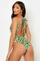 Thumbnail for your product : boohoo Leopard Asymetric Swimsuit