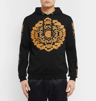 Versace Logo-print Loopback Cotton-jersey Hoodie - Black