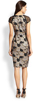 Thumbnail for your product : Carmen Marc Valvo Lace-Sleeve Brocade Dress