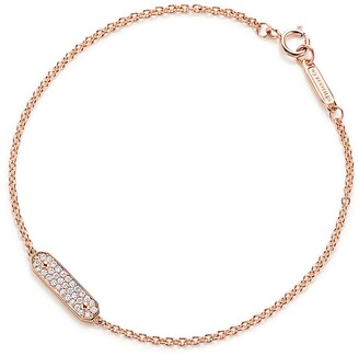 Tiffany & Co. Tag chain bracelet in 18k rose gold with pave diamonds, medium