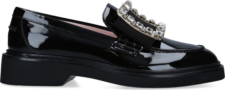 Roger Vivier Patent Viv' Ranger Strass Buckle Loafers
