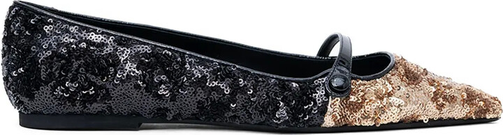 No.21 Sequin-Embellished Ballet Flats