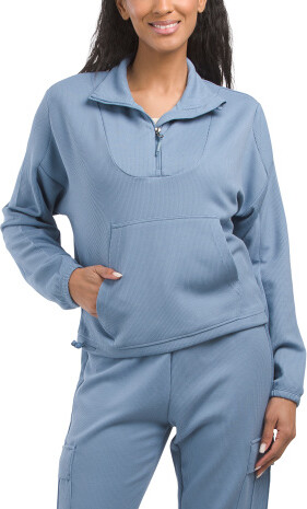 TJMAXX Mock Neck Quarter Zip Top, Spandex/Modal/Polyester