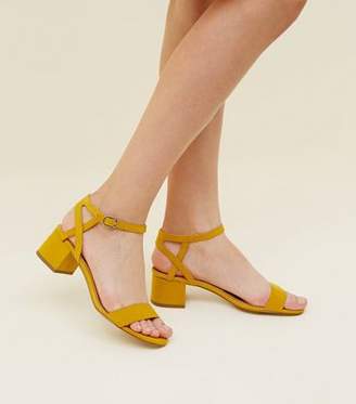 New Look Girls Mustard Suedette Block Heel Sandals