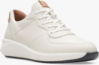 Clarks Un Rio Sprint Lace Up Leather Trainers, White
