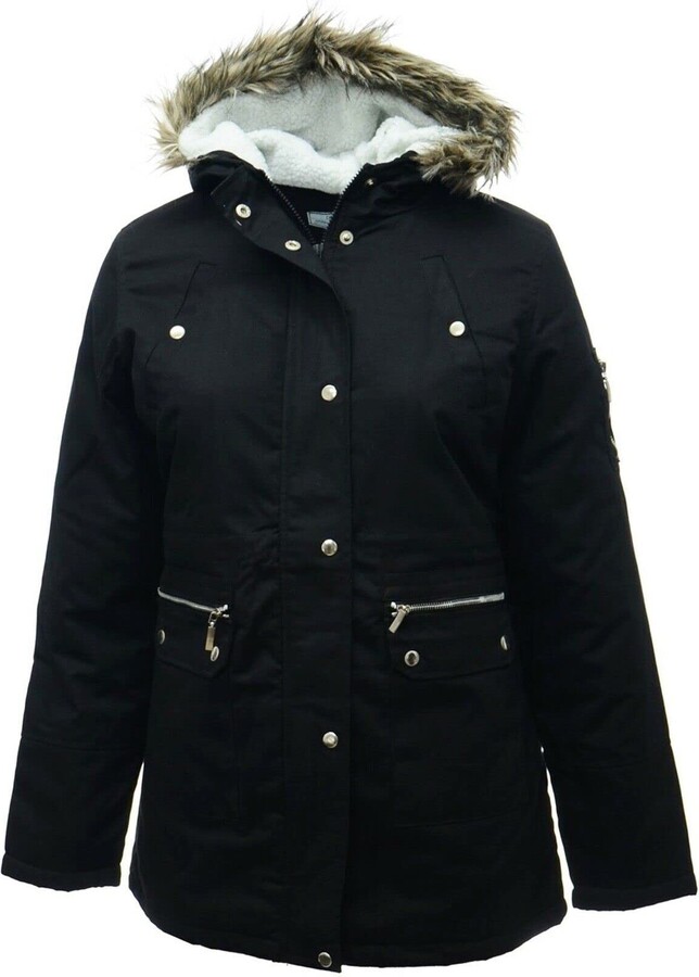 UK Dispatch Size 24 26 Womens New Warm Black Parka Coat Ladies Long