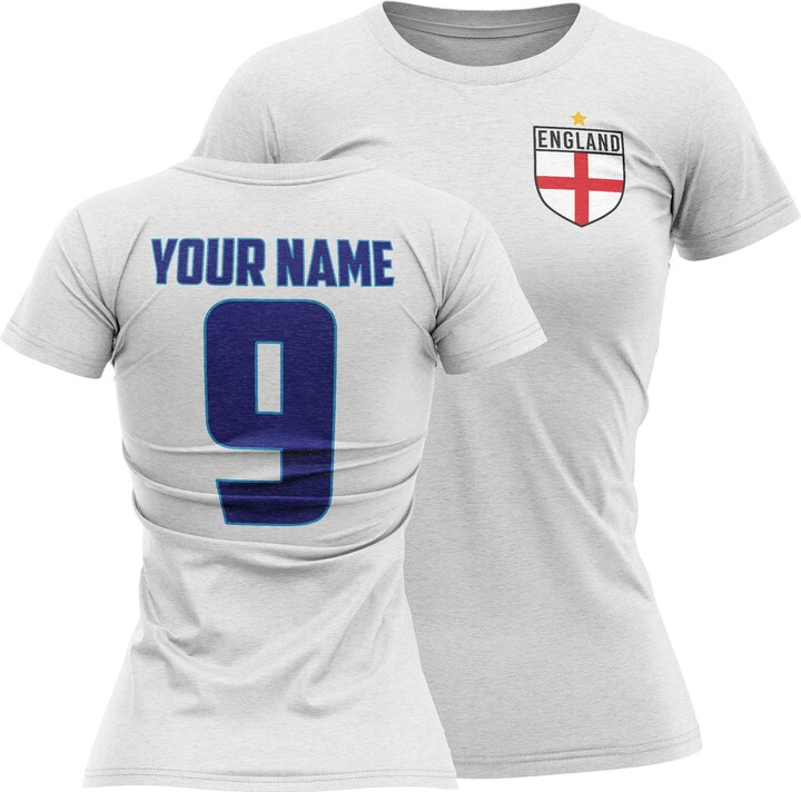 Purple Print House Personalised England Flag Football Shirt Womens 2022