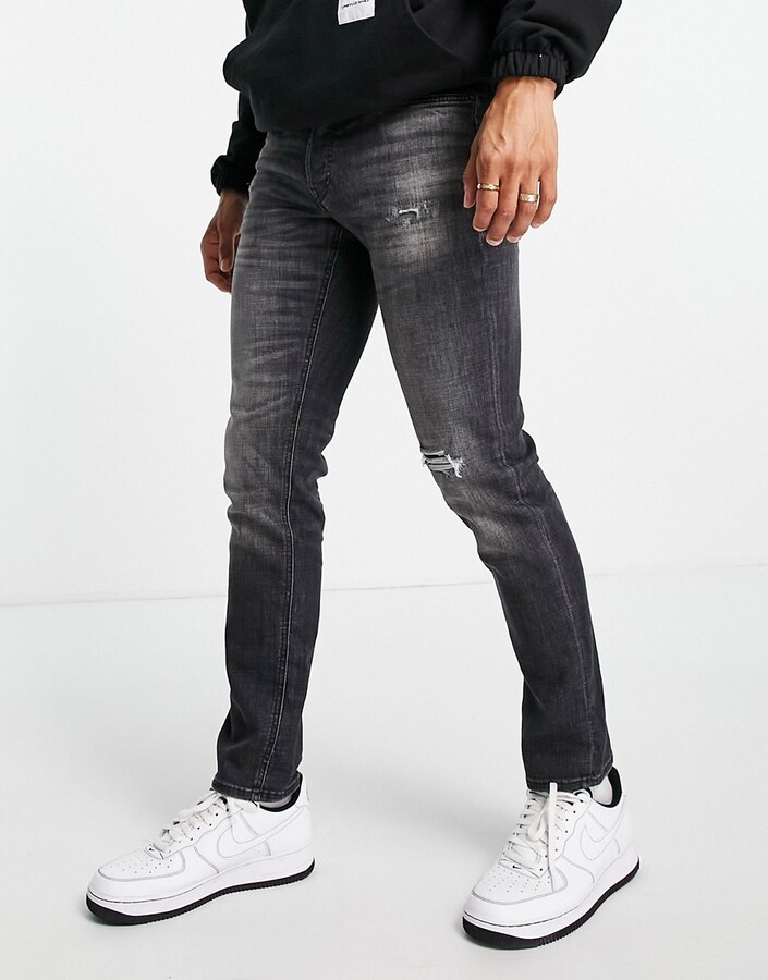 Jack and Jones Intelligence Glenn super stretch jeans in slim tapered  washed gray - ShopStyle