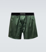 Logo silk-satin boxer shorts 