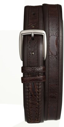 Mezlan Men's Calfskin & Genuine Ostrich Leather Belt