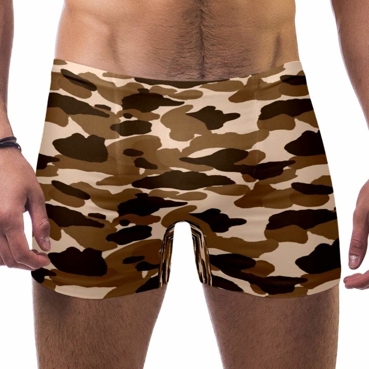 CHINFY Mens Desert Camo Pattern Swimming Trunks Boxer Brief Swim