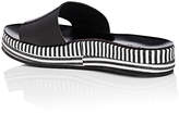 Thumbnail for your product : Barneys New York Women's Striped-Platform Leather Slide Sandals