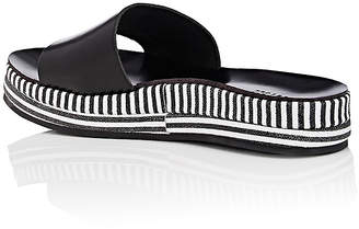 Barneys New York Women's Striped-Platform Leather Slide Sandals